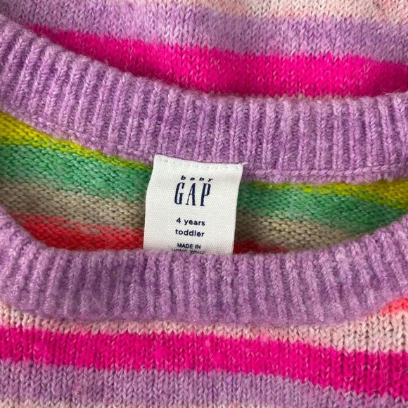 GAP Long Sleeve Stripped Sweater Dress Rainbow 4T - Picture 4 of 7